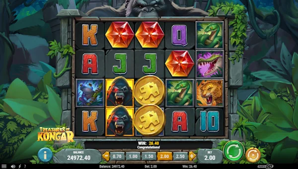 Treasures of Kongar base game screenshot showing reels and features