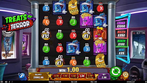 Treats of Terror base game screenshot showing reels and features
