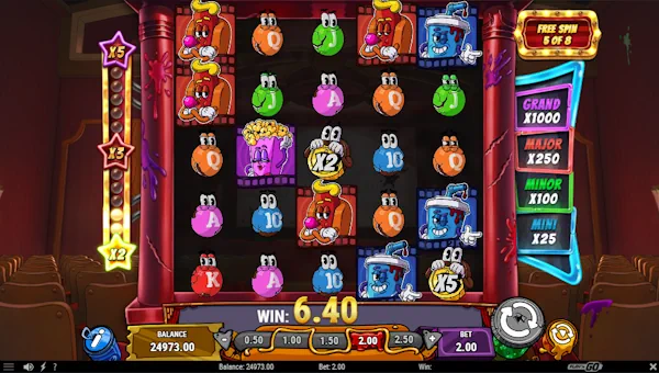 Screenshot of Treats of Terror slot demo showing reels and bonus game features