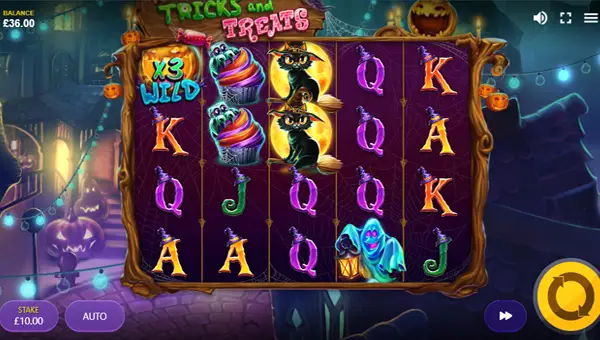 Tricks and Treats base game screenshot showing reels and features