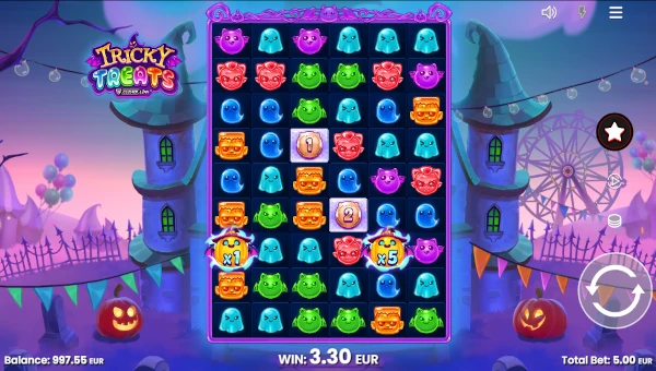 Tricky Treats base game screenshot showing reels and features