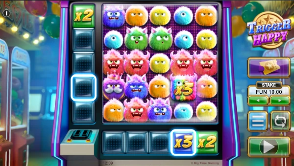 Trigger Happy base game screenshot showing reels and features