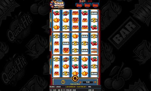 Triple Cash Wheel Slot Base Game Triple Cash Wheel base game screenshot showing reels and features