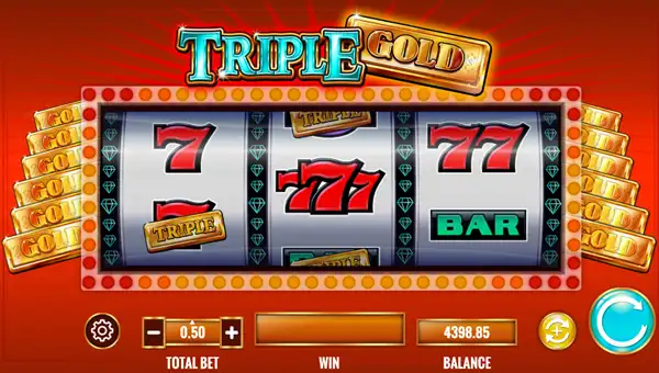 Triple Gold base game screenshot showing reels and features
