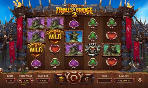 Trolls Bridge 2 base game screenshot showing reels and features