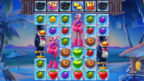 Tropicool base game screenshot showing reels and features