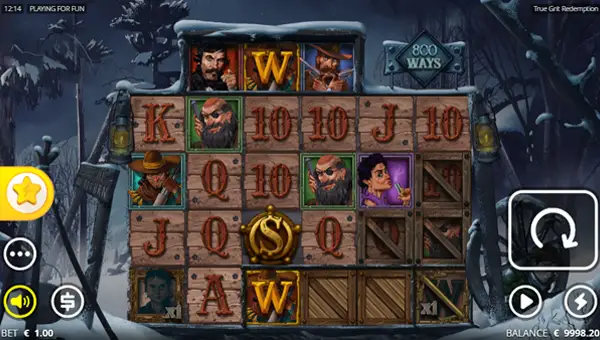 True Grit Redemption base game screenshot showing reels and features