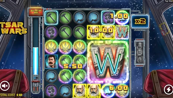 Tsar Wars base game screenshot showing reels and features