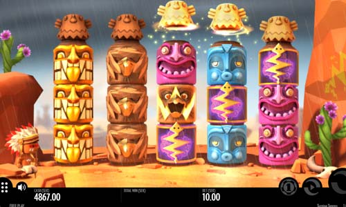 Turning Totems base game screenshot showing reels and features