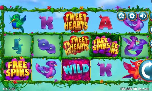 Tweethearts base game screenshot showing reels and features
