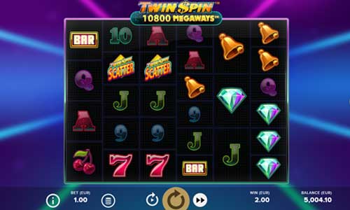 Twin Spin Megaways base game screenshot showing reels and features
