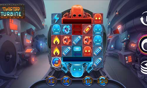 Twisted Turbine base game screenshot showing reels and features