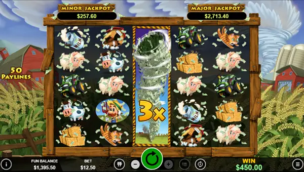Twister Wilds base game screenshot showing reels and features