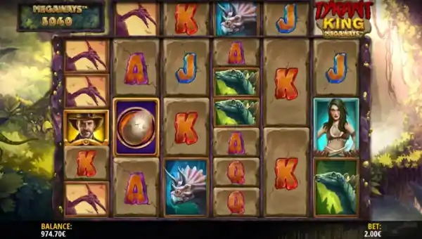 Tyrant King Megaways base game screenshot showing reels and features