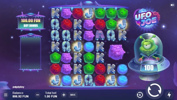 UFO Joe base game screenshot showing reels and features