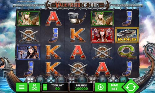Valkyries of Odin base game screenshot showing reels and features