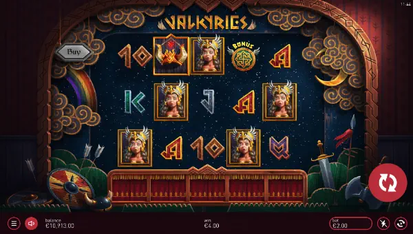 Valkyries base game screenshot showing reels and features