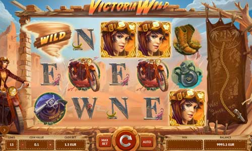 Victoria Wild base game screenshot showing reels and features