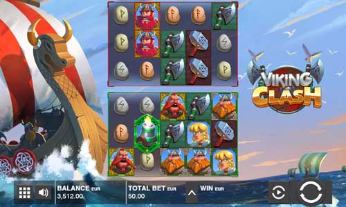 Viking Clash base game screenshot showing reels and features