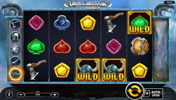 Viking Honour XtraWild base game screenshot showing reels and features