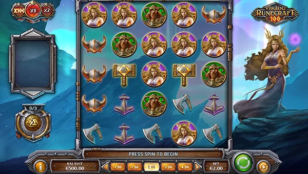 Viking Runecraft 100 base game screenshot showing reels and features