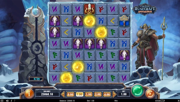 Viking Runecraft Apocalypse base game screenshot showing reels and features