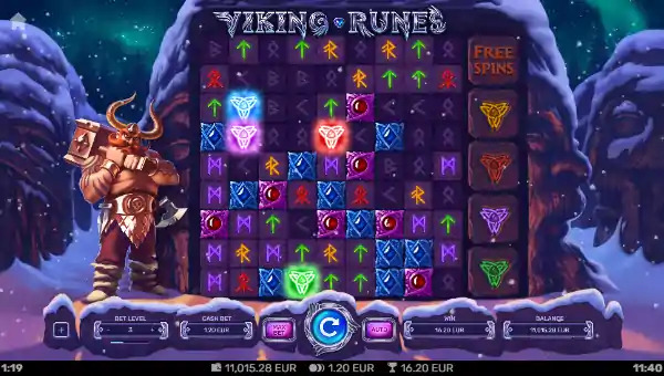 Viking Runes base game screenshot showing reels and features