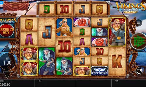 Vikings Unleashed Megaways base game screenshot showing reels and features