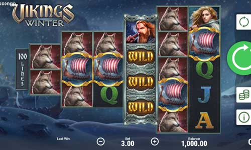 Vikings Winter base game screenshot showing reels and features