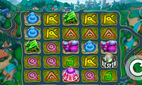 Visitors base game screenshot showing reels and features