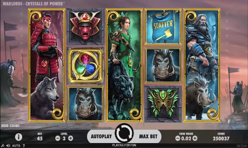 Warlords Crystals of Power base game screenshot showing reels and features