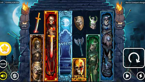 Warrior Graveyard base game screenshot showing reels and features