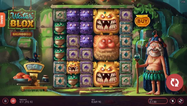 Water Blox Gigablox base game screenshot showing reels and features