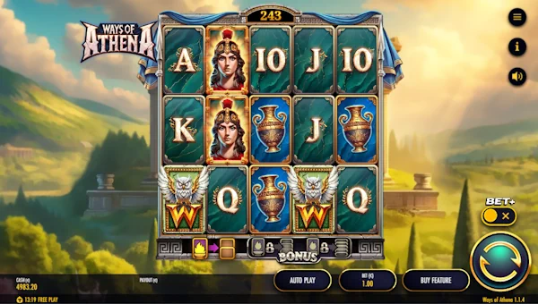 Ways of Athena base game screenshot showing reels and features