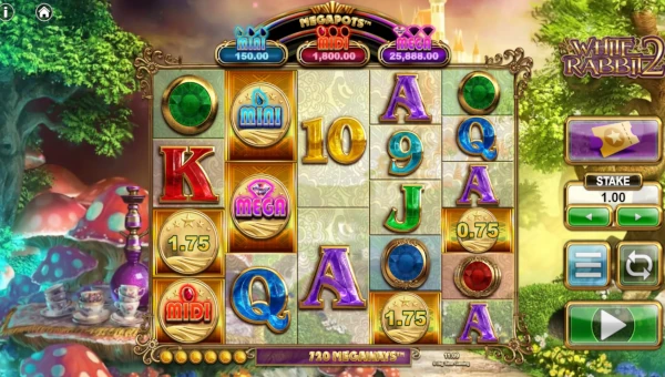 Base Game Screenshot of White Rabbit 2 with expanding reels and Megaways