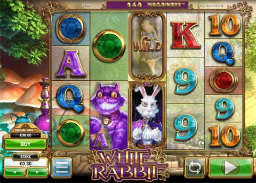 White Rabbit base game screenshot showing reels and features