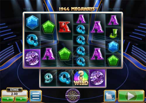 Who Wants To Be A Millionaire base game screenshot showing reels and features