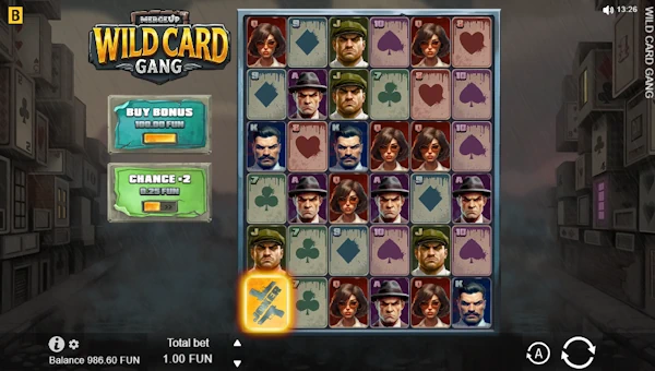 Wild Card Gang base game screenshot showing reels and features