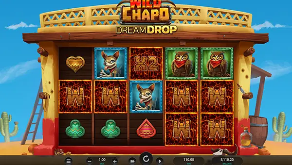 Wild Chapo Dream Drop base game screenshot showing reels and features