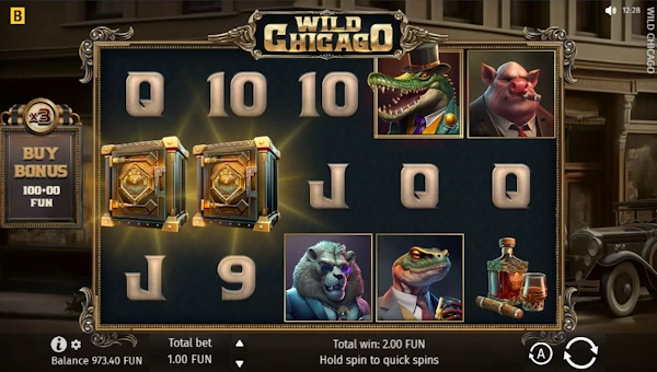 Wild Chicago base game screenshot showing reels and features