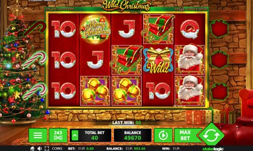 Wild Christmas base game screenshot showing reels and features