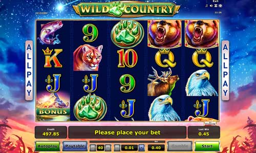 Wild Country base game screenshot showing reels and features