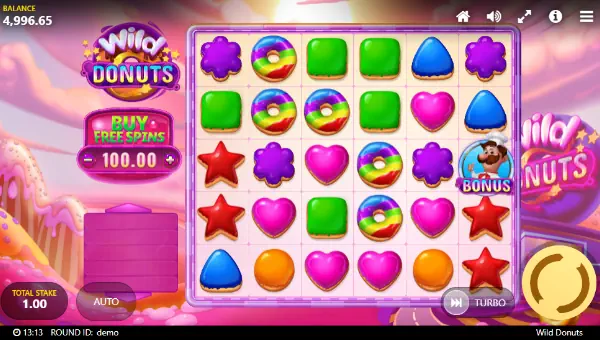 Wild Donuts base game screenshot showing reels and features