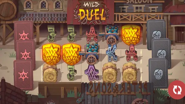 Wild Duel base game screenshot showing reels and features
