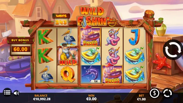 Wild Fishin Wild Ways base game screenshot showing reels and features