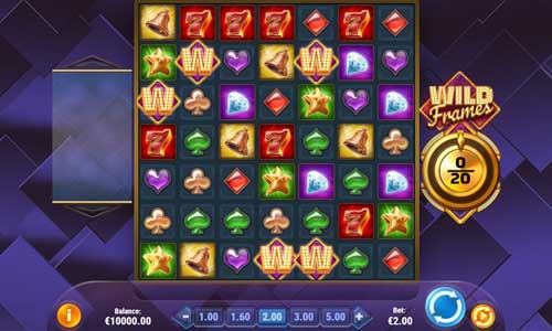 Wild Frames base game screenshot showing reels and features