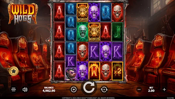 Wild Hogs base game screenshot showing reels and features