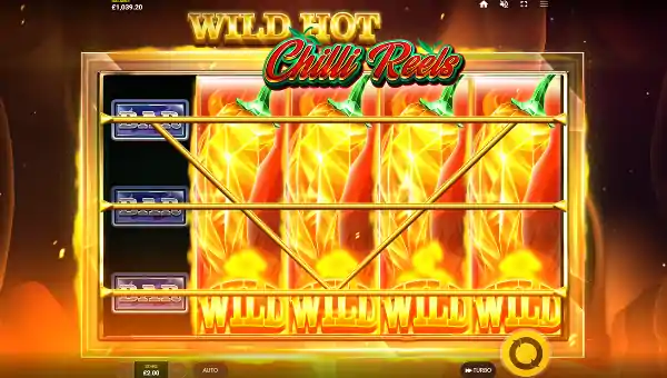 Wild Hot Chilli Reels base game screenshot showing reels and features