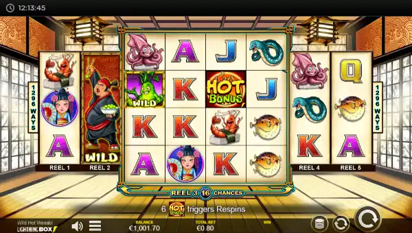 Wild Hot Wasabi base game screenshot showing reels and features
