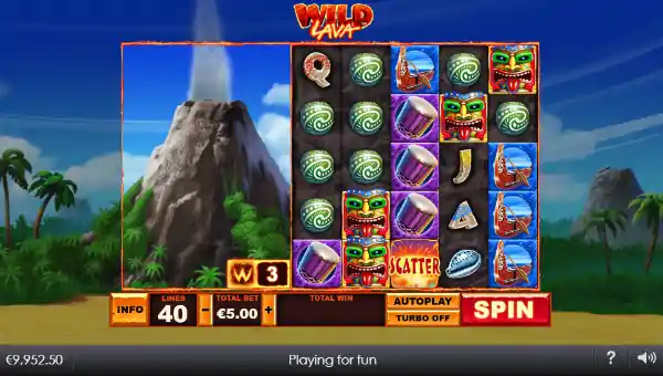 Wild Lava base game screenshot showing reels and features